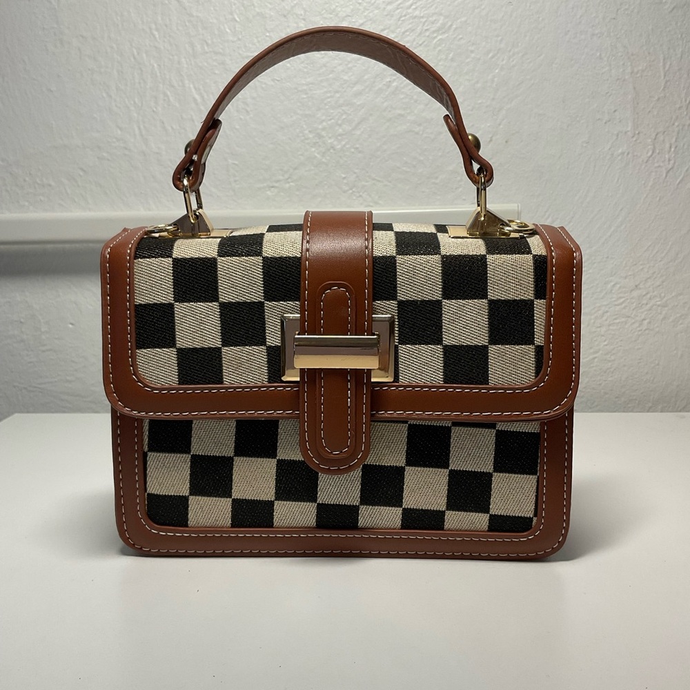 Checkered Black and Brown Handbag